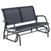 Garden bench outdoor furniture metal seat 123x80x88 cm rocking bench black color