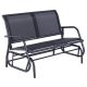 Garden bench outdoor furniture metal seat 123x80x88 cm rocking bench black color