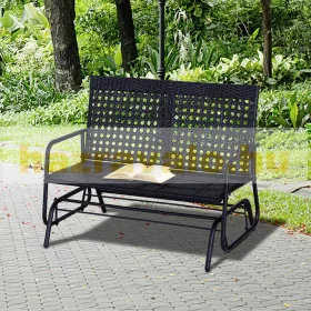   Kerti pad kültéri bútor polirattan ülőke 120x76x90 cm hintapad fekete