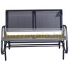 Garden bench outdoor furniture metal seat 123x80x88 cm rocking bench black color