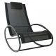 Garden rocking chair lounger with head pillow black 120 kg load capacity