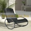 Garden rocking chair lounger with head pillow black 120 kg load capacity