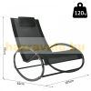 Garden rocking chair lounger with head pillow black 120 kg load capacity