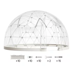   Kerti pavilon 450x270 cm átlátszó kupolasátor 10-14 fő számára buboréksátor, kerti iglu gömbsátor