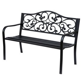   Fém kerti pad 2 személyes elegáns kerti pad 240 kg teherbírás 127x60x89 cm fekete