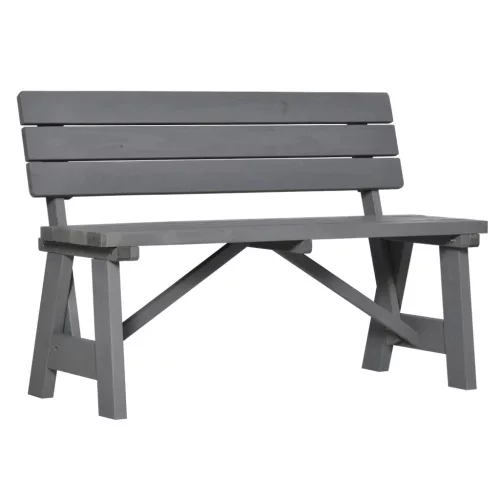 Fa kerti pad 2 személyes időjárásálló kerti pad háttámlával 116x56x80 cm szürke