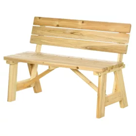   Fa kerti pad 2 személyes időjárásálló kerti pad háttámlával 220 kg teherbírás 116x56x80 cm natúr