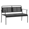Kerti pad 2 személyes 121x64x84 cm fém kerti pad háttámlával és karfával, fekete