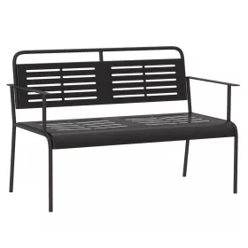   Kerti pad 2 személyes 121x64x84 cm fém kerti pad háttámlával és karfával, fekete