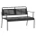 Kerti pad 2 személyes 121x64x84 cm fém kerti pad háttámlával és karfával, fekete