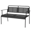 Kerti pad 2 személyes 121x64x84 cm fém kerti pad háttámlával és karfával, fekete