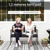 Kerti pad 2 személyes 121x64x84 cm fém kerti pad háttámlával és karfával, fekete