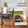 Kerti pad 2 személyes 121x64x84 cm fém kerti pad háttámlával és karfával, fekete