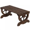 Garden bench wooden garden seating furniture rustic bench solid wood brown 105x50x53 cm