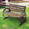 Garden bench wooden garden seating furniture rustic bench solid wood brown 105x56x75 cm