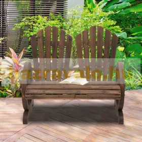   Kerti pad fa kerti ülőbútor rusztikus pad kerék alakú karfákkal sötétbarna 108x66x95 cm