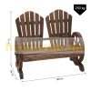 Garden bench wooden garden furniture rustic bench with wheel-shaped armrests dark brown 108x66x95 cm