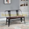 Kerti pad fa és fém ülőbútor minimalista megjelenésű 110,5x53x81 cm barna-fekete
