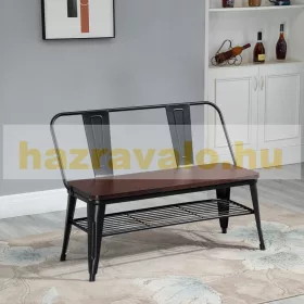   Kerti pad fa és fém ülőbútor minimalista megjelenésű 110,5x53x81 cm barna-fekete