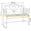 Garden bench metal garden seating furniture bench with armrests 113.5x50x93.5 cm in white