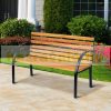 Garden bench outdoor seating furniture steel and wood design 122x60x80 cm