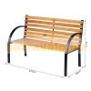 Garden bench outdoor seating furniture steel and wood design 122x60x80 cm