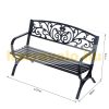Garden bench outdoor seating furniture with floral motif garden furniture 127x60x85 cm black