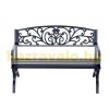 Garden bench outdoor seating furniture with floral motif garden furniture 127x60x85 cm black