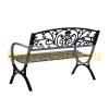 Garden bench outdoor seating furniture with floral motif garden furniture 127x60x85 cm black