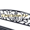 Garden bench outdoor seating furniture with floral motif garden furniture 127x60x85 cm black
