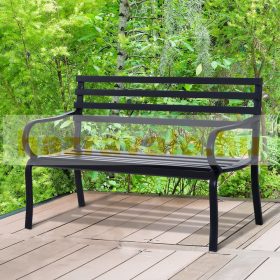   Kerti pad kültéri ülőbútor fém kerti bútor fekete 127x62x82 cm