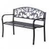 Garden bench metal garden furniture elegant bench with armrests stainless steel 128x50x91 cm black