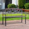 Garden bench metal garden furniture elegant bench with armrests stainless steel 128x50x91 cm black