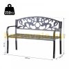 Garden bench metal garden furniture elegant bench with armrests stainless steel 128x50x91 cm black