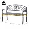 Garden bench metal garden seating furniture bench with armrests stainless steel 128x50x91 cm