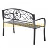 Garden bench metal garden seating furniture bench with armrests stainless steel 128x50x91 cm
