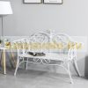Garden bench metal garden furniture French style bench with armrests 131x51x90 cm in white