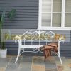 Garden bench metal garden furniture French style bench with armrests 131x51x90 cm in white