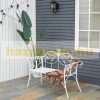 Garden bench metal garden furniture French style bench with armrests 131x51x90 cm in white