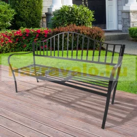   Kerti pad fém kerti ülőbútor pad karfával és összecsukható oldalsó asztallal 150x53x95 cm