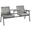 Garden bench with table wooden garden furniture with parasol holder 152x70x83 cm pine wood gray