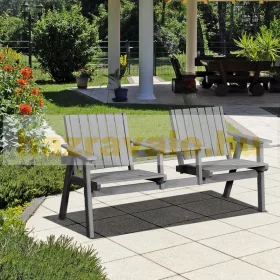 Kerti pad asztallal fa kerti ülőbútor napernyőtartóval 152x70x83 cm fenyőfa