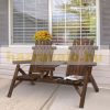 Garden bench with table wooden garden furniture 2 chairs solid wood brown 156x83x95 cm
