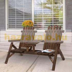   Kerti pad asztallal fa kerti ülőbútor 2 szék tömör fa barna 156x83x95 cm