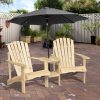 Garden bench with table wooden garden furniture with parasol holder 178x87x92 cm pine wood coffee brown 