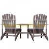 Garden bench with table wooden garden furniture with parasol holder 178x87x92 cm pine wood coffee brown 