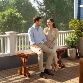   Kerti pad 2 személyes 114x40x46 cm fa pad X vázzal időjárásálló 240 kg teherbírás