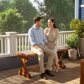   Kerti pad 2 személyes 114x40x46 cm fa pad X vázzal időjárásálló 240 kg teherbírás