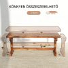 Kerti pad 2 személyes 114x40x46 cm fa pad X vázzal időjárásálló 240 kg teherbírás