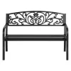 2 személyes fém kerti pad virágmintával 240 kg teherbírás acél 127x60x87 cm fekete